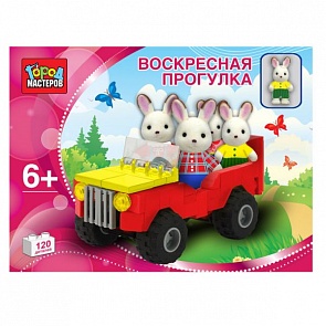 Конструктор - Машинка с зайчиком, 70 деталей (Город Мастеров, BB-2001-Rsim)